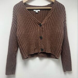 American Eagle Outfitters Brown Ribbed Cardigan